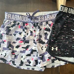Two pairs of Girls youth size XL Under Armour shorts